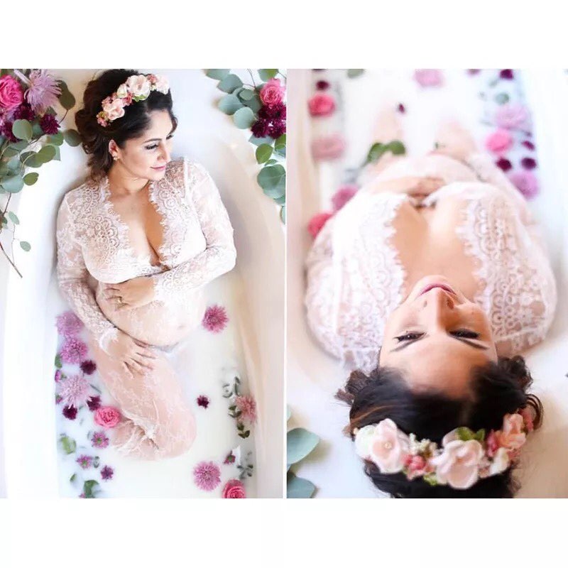 Deep V-neck Lace Dress, maternity dress hire