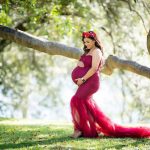 Strapless Splice Mesh Dress, maternity dress hire