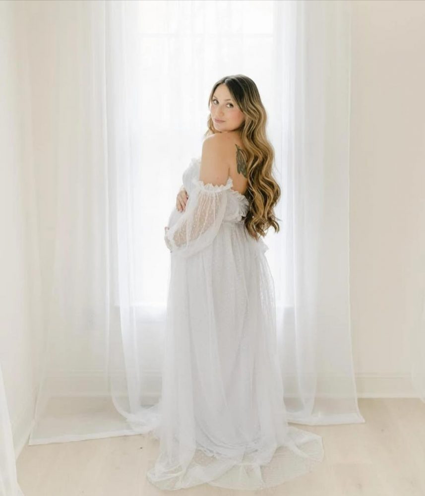 Dreamy White Dot Tulle Gown - Image 4