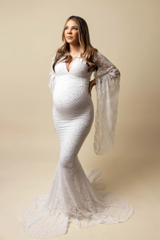 Juliet Floral Lace Dress, maternity dress hire sydney